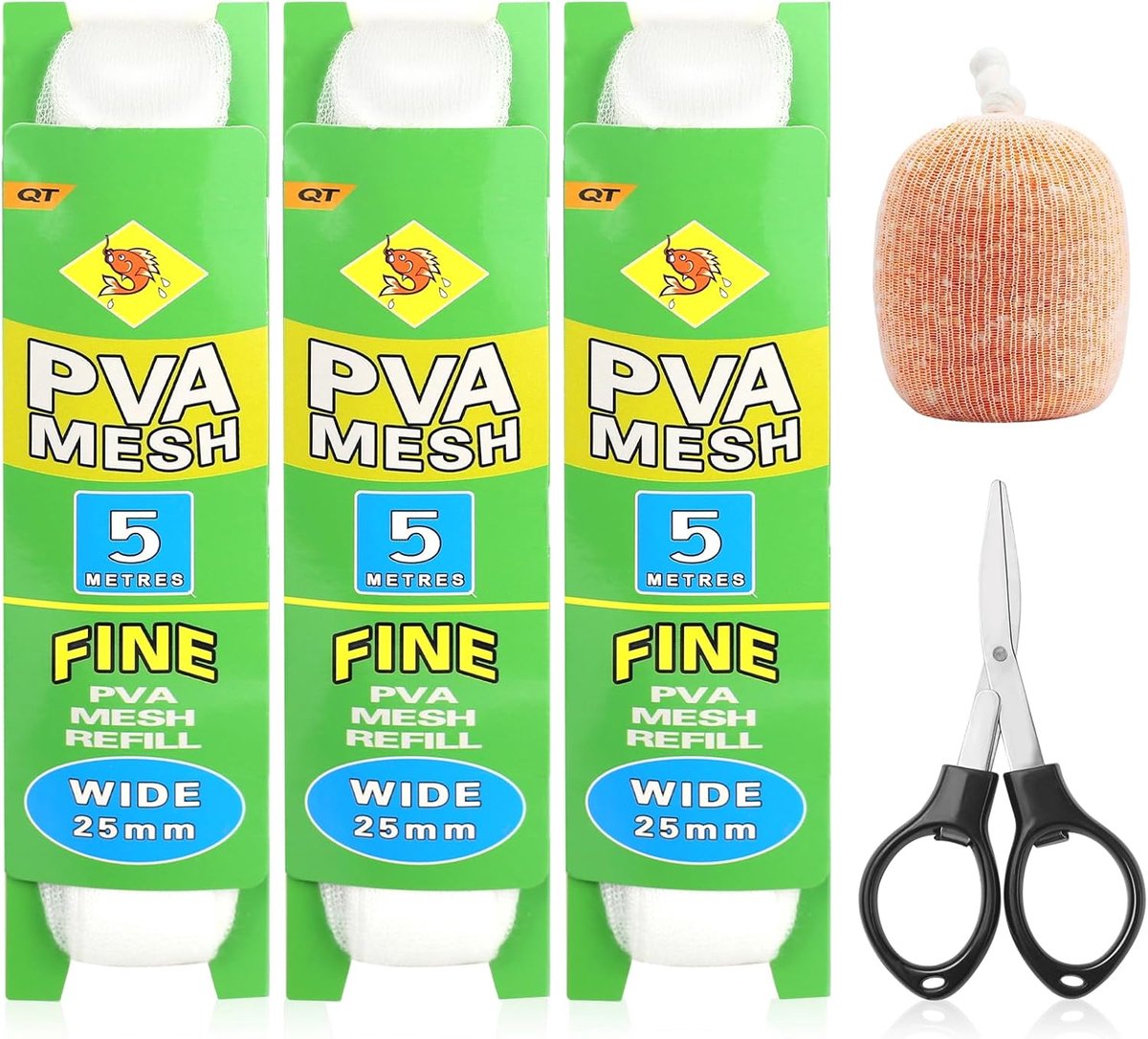 3Pcs 5m Pva Mesh Refill with Scissors 25&37mm Wide Pva Bags Carp Fishing Accessories Carp Fishing Mesh Bags Quick - ShopVlot