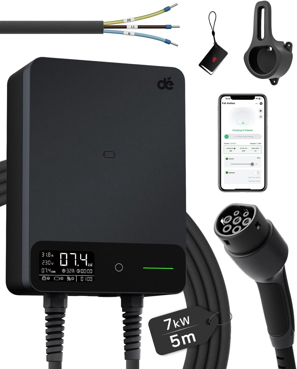de Wallbox Charging Station 7,4 kW with APP, Charging Cable Type 2 5 m - ShopVlot