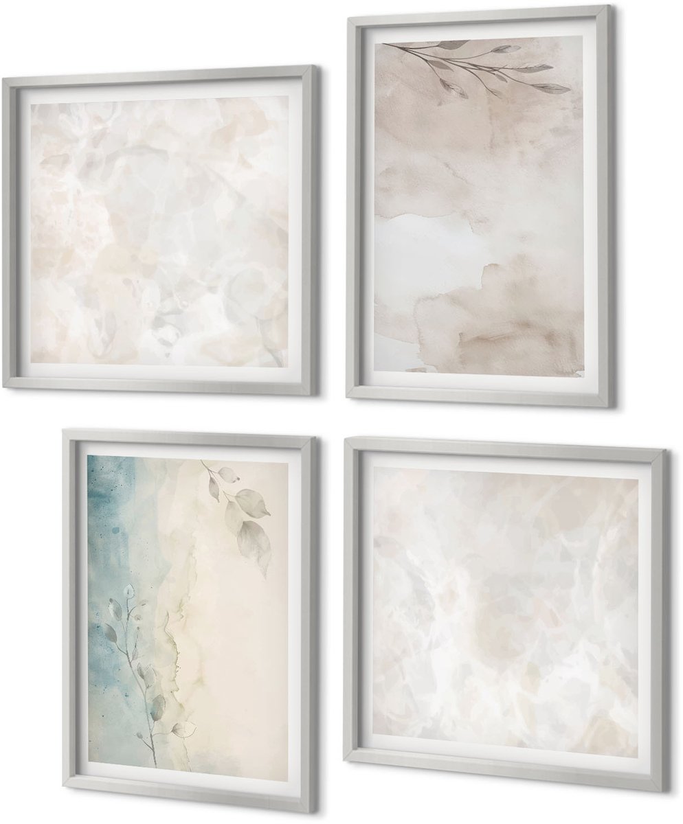 Coloray 4-Delige Schilderij Set - Subtiele aquarelverftextuur - 40 x 40 cm en 40 x 60 cm - Wanddecoratie - Schilderijen Set - Interieur