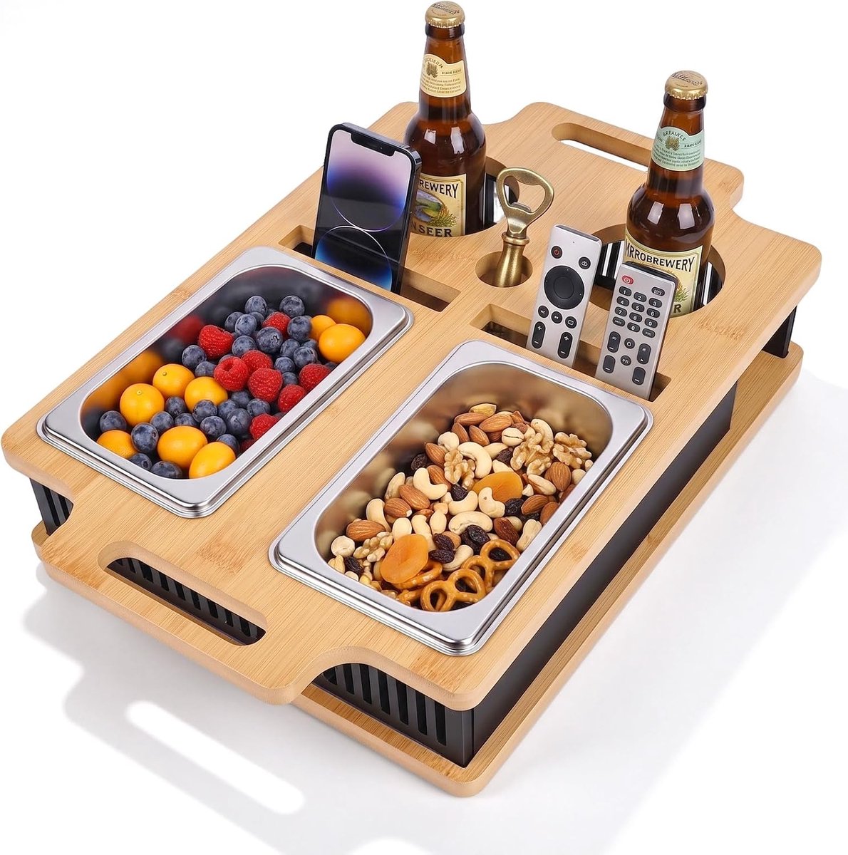 Couchbar Snackbox, bankdienblad met 2 snackschalen, organizer dienblad - ShopVlot