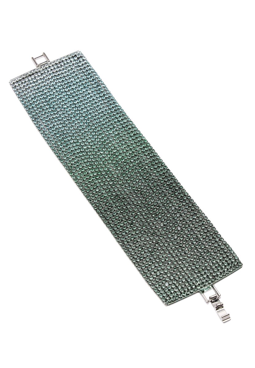 AVANT-GARDE PARIS Luxury Diva Bracelet - Groen 17.5cm x 4.7cm - 1 stuk - Rhodium Plated met vouwsluiting