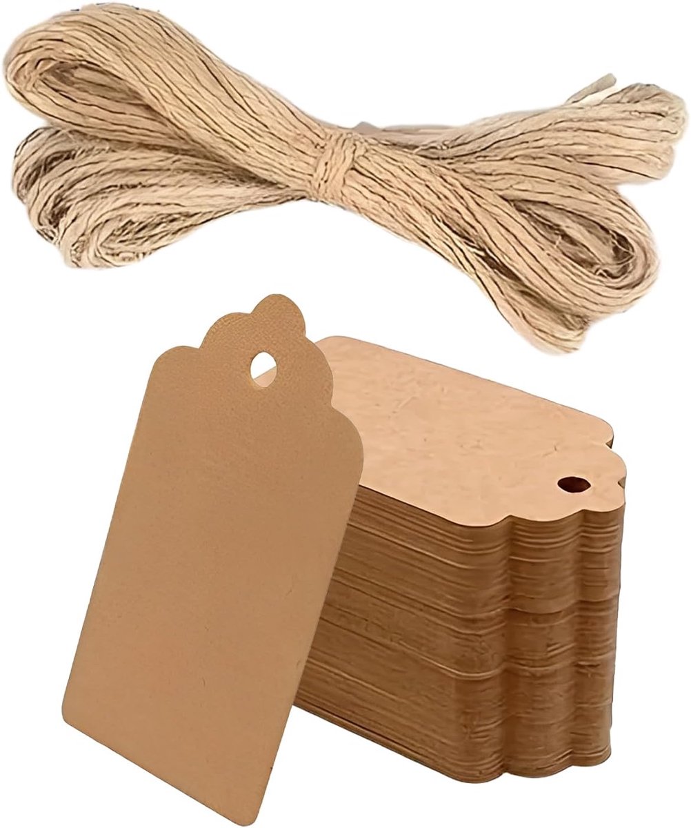 Cadeauhangers 100 stuks - 9 x 12 cm - kraftpapier - voor doe-het-zelf geschenken - ShopVlot