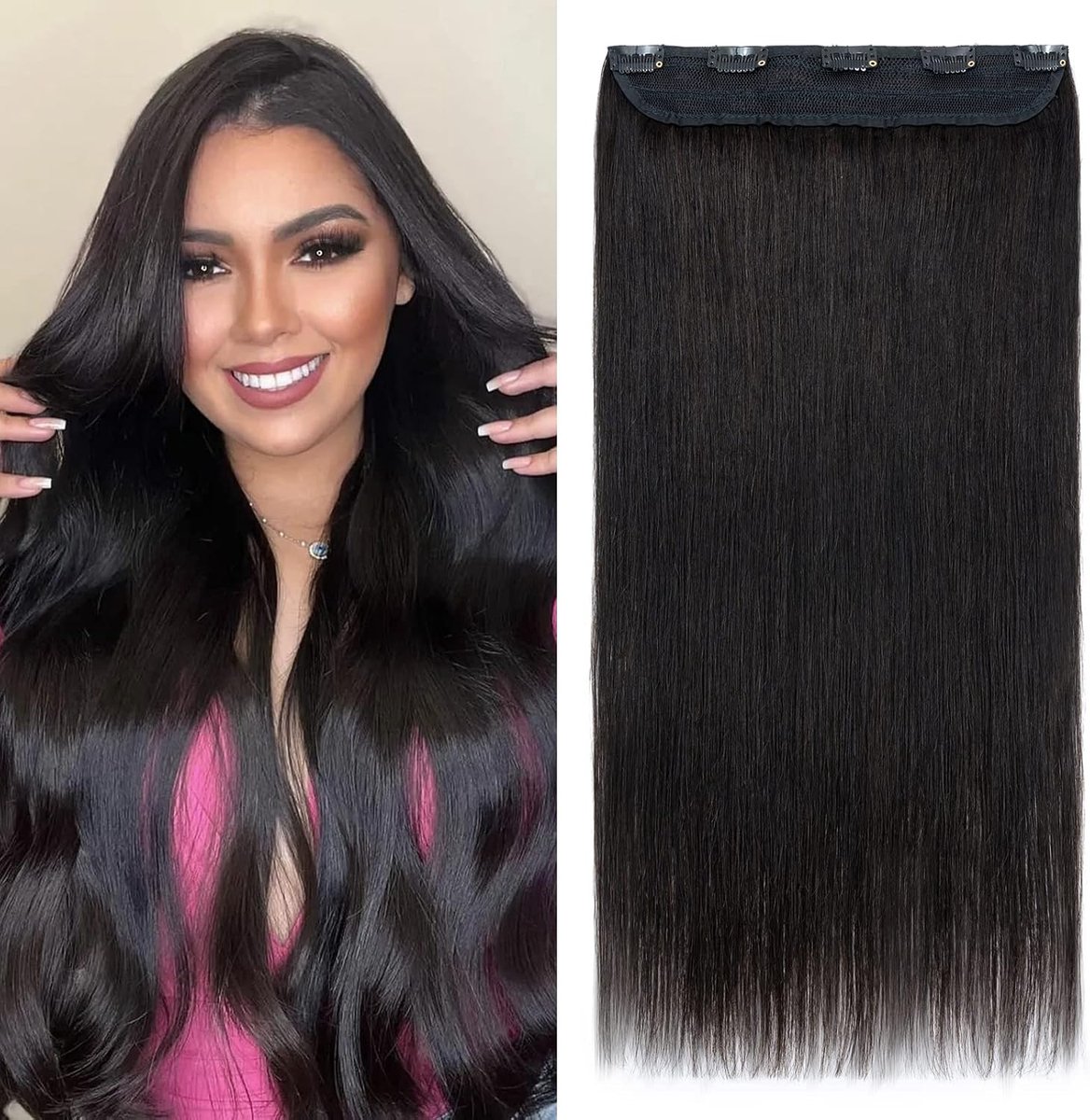 Clip-In Haarextensions 50 cm - 5 Clips - 7A Echte Mensenhaar - Dikke Zachte Haarextensions - ShopVlot