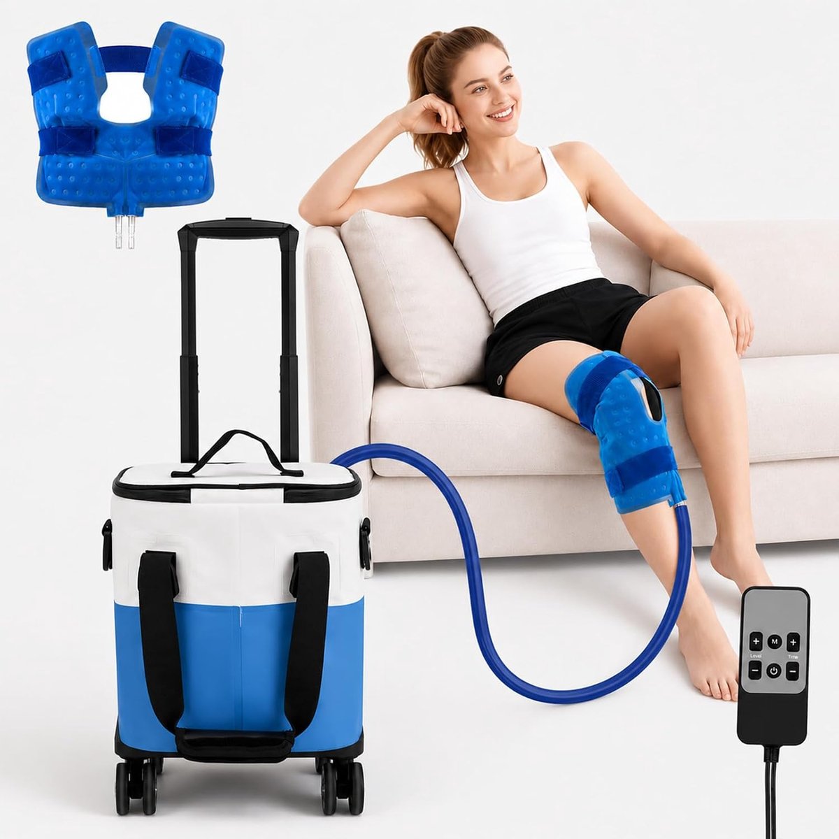 Koudetherapiemachine 19 liter - robuust materiaal - telescopische handgreep - ideale oplossing voor pijnverlichting - m-winkel