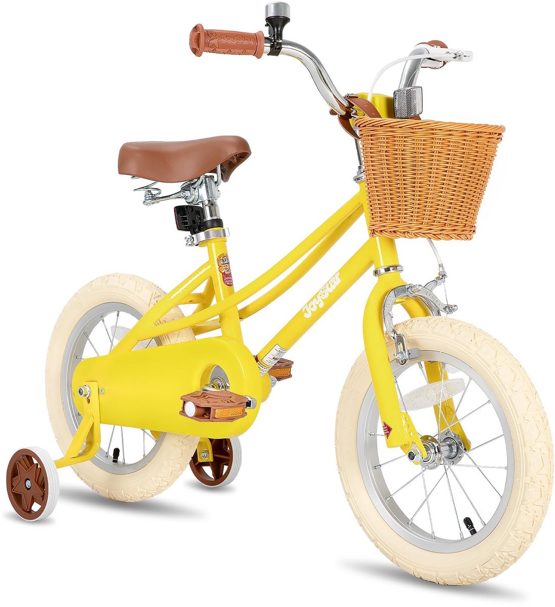 Kinderfiets 14 inch - Geel - Steunwielen - Voor meisjes van 3-5 jaar - ShopVlot