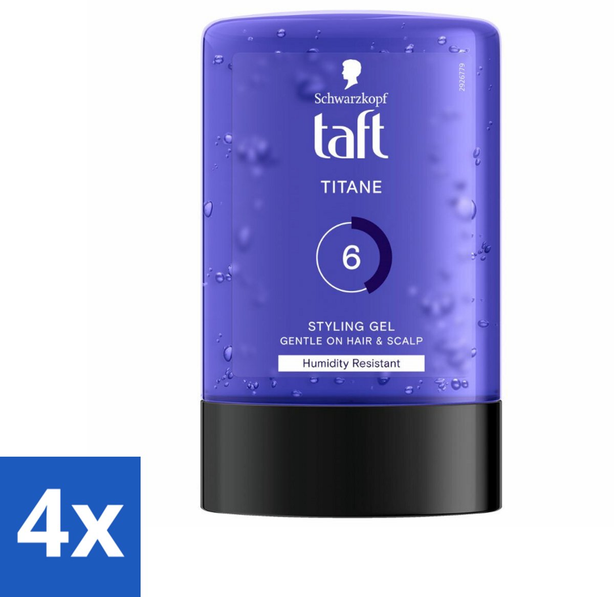 4 x Taft - Titane 6 - Styling Gel - Krachtige fixatie - 300 ml - Haar Gel - Sterke Fixatie - Titanium Hold - Vochtbestendig - Plakkerig
