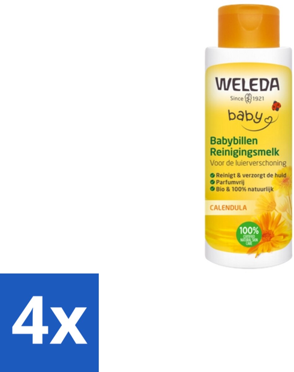 4 x WELEDA - Reinigingsmelk - Babybillen Calendula - 400 ml - Babyverzorging - Babybillen - Reinigingsmelk - Calendula - Natuurlijke Verzorging