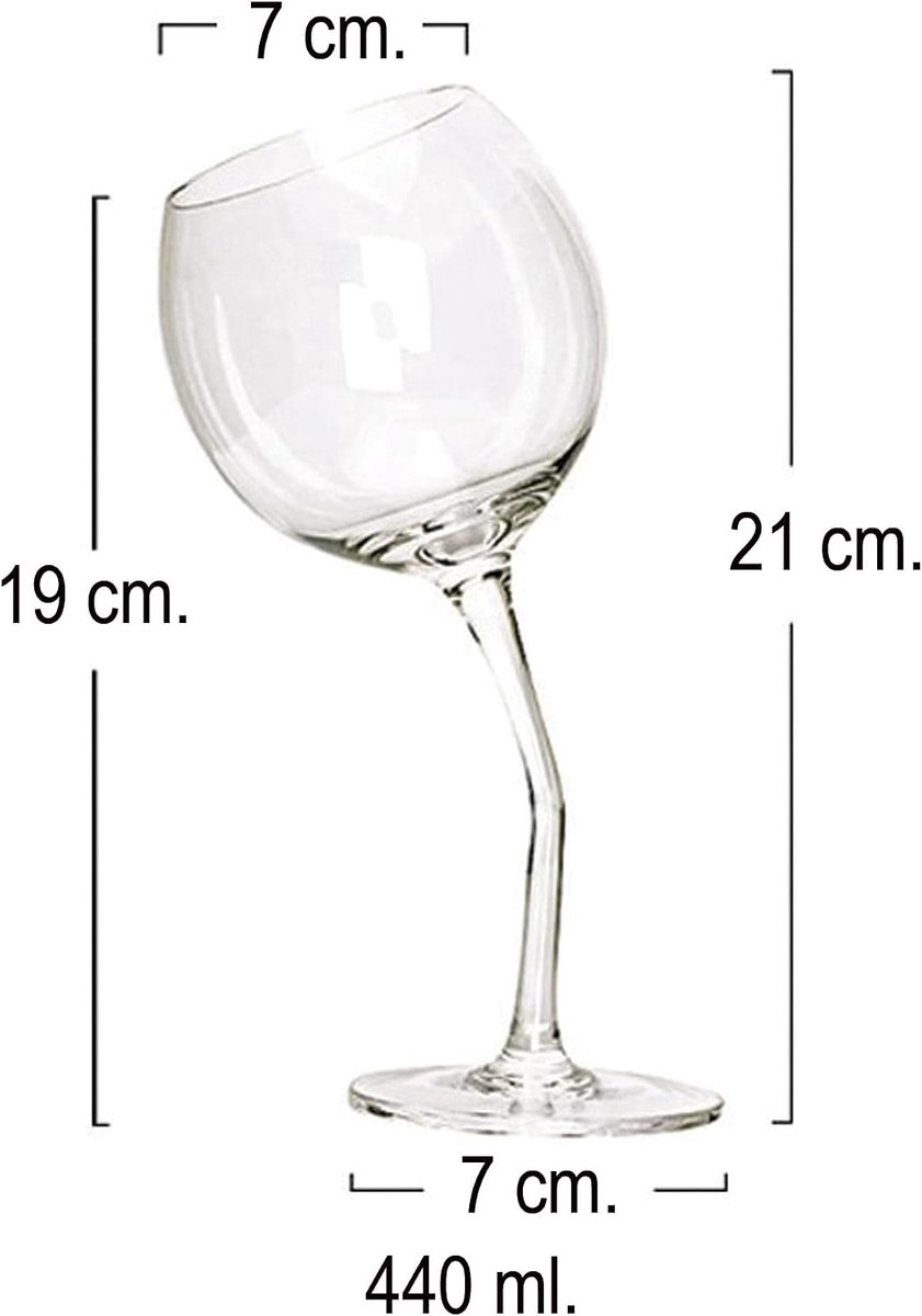 Wijnglas 440ml - Uniek ontwerp - Crooked design - Perfect voor 80ste verjaardag - ShopVlot