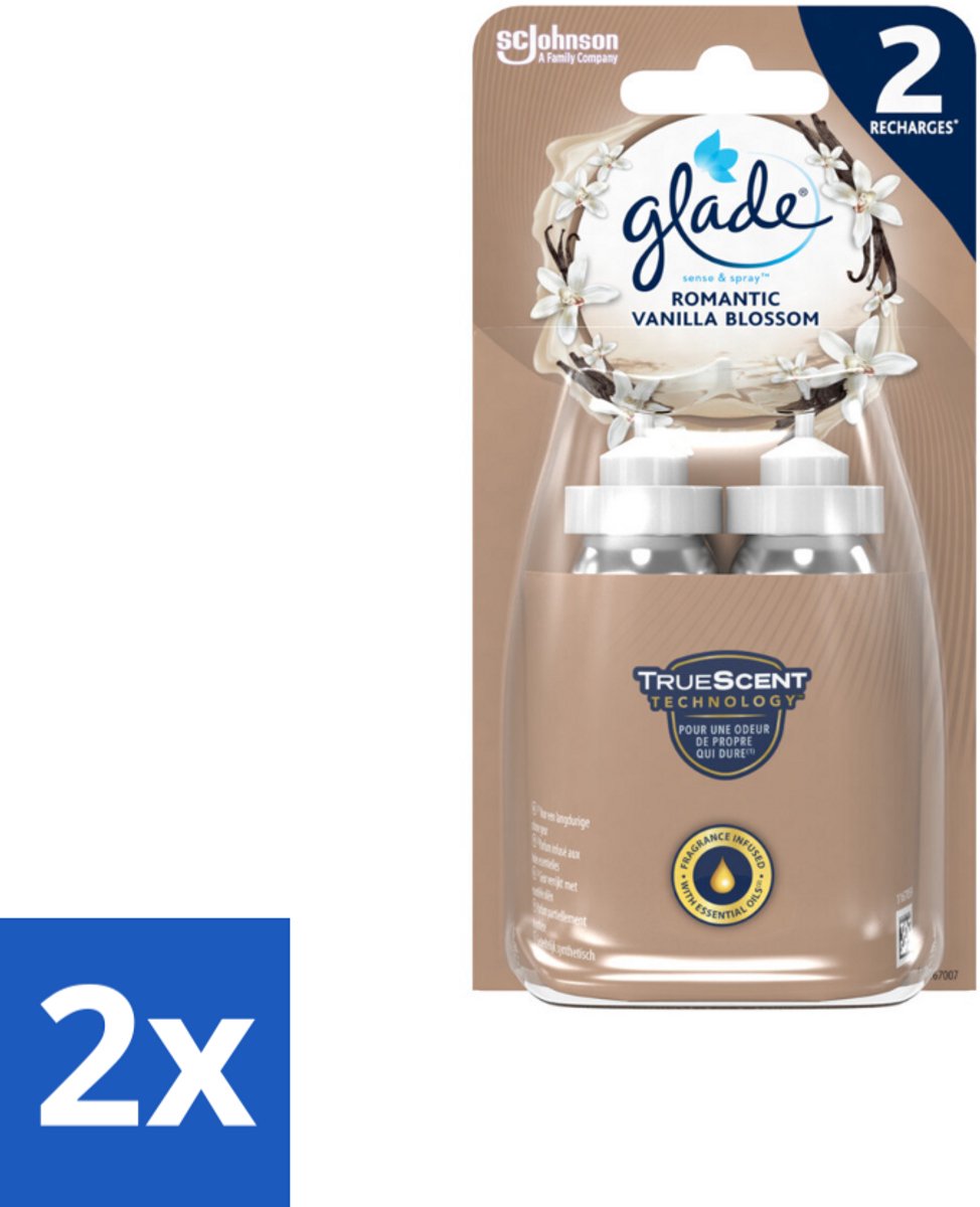 2 x Glade - Sense & Spray - Romantic Vanillebloesem - 2 × 18 ml - Geur - Vanille - Orchidee - Sandelhout - Geurverspreider