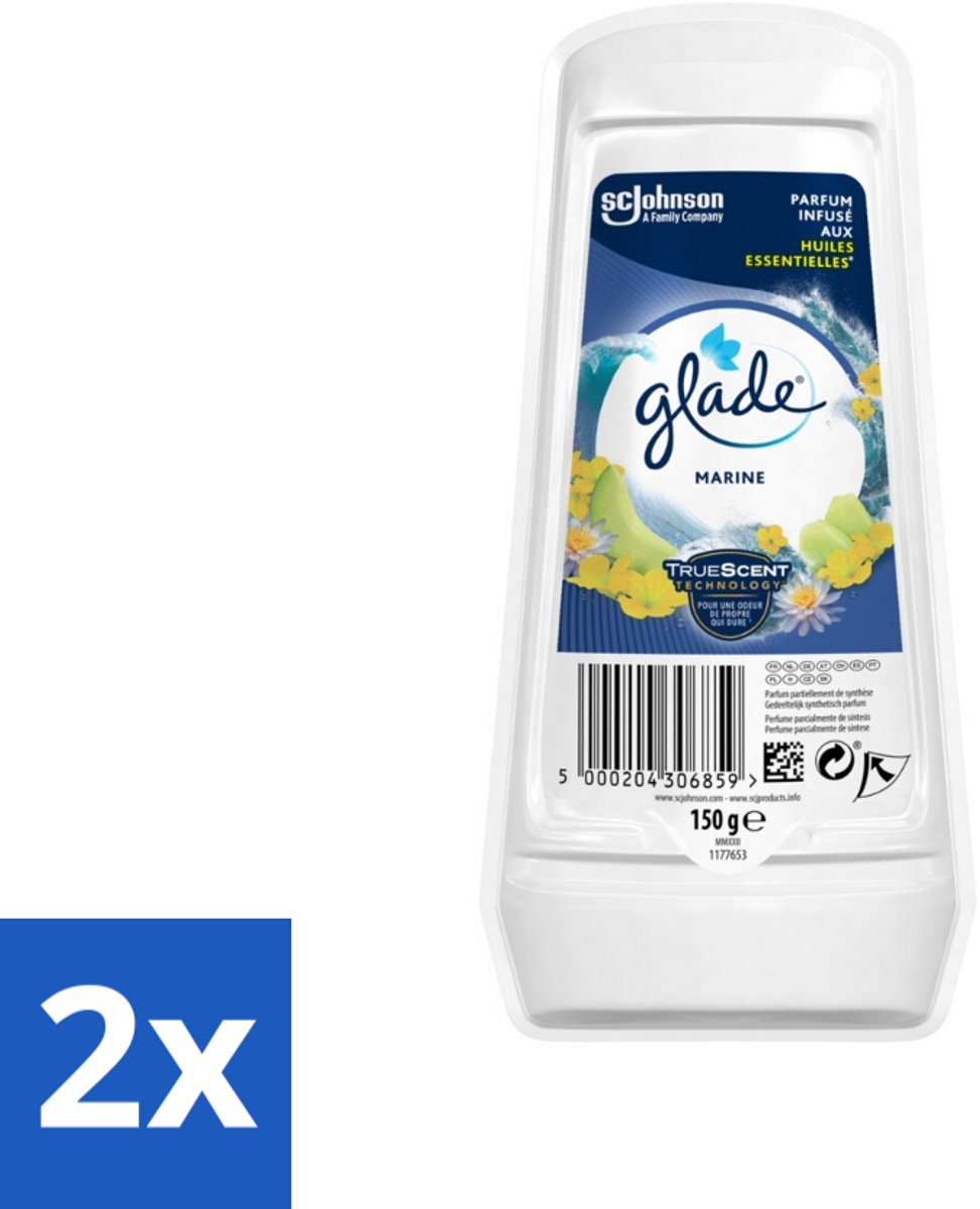2 x Glade - Gel - Marine - 150 g - Luchtverfrisser - Geur Marine - Maritieme Geur - Essentiële Oliën - Frisse Geur