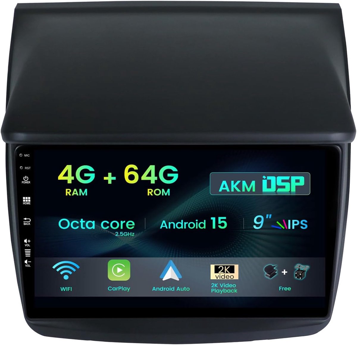 Autorradio 2 DIN 9 Inch - Android 15 - 4G + 64G - Camera en Microfoon - ShopVlot