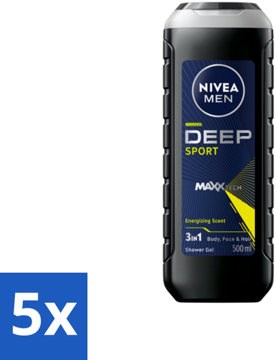 NIVEA MEN - Douchegel - Deep Sport - 500 ml - Bulkverpakking - 5 stuks