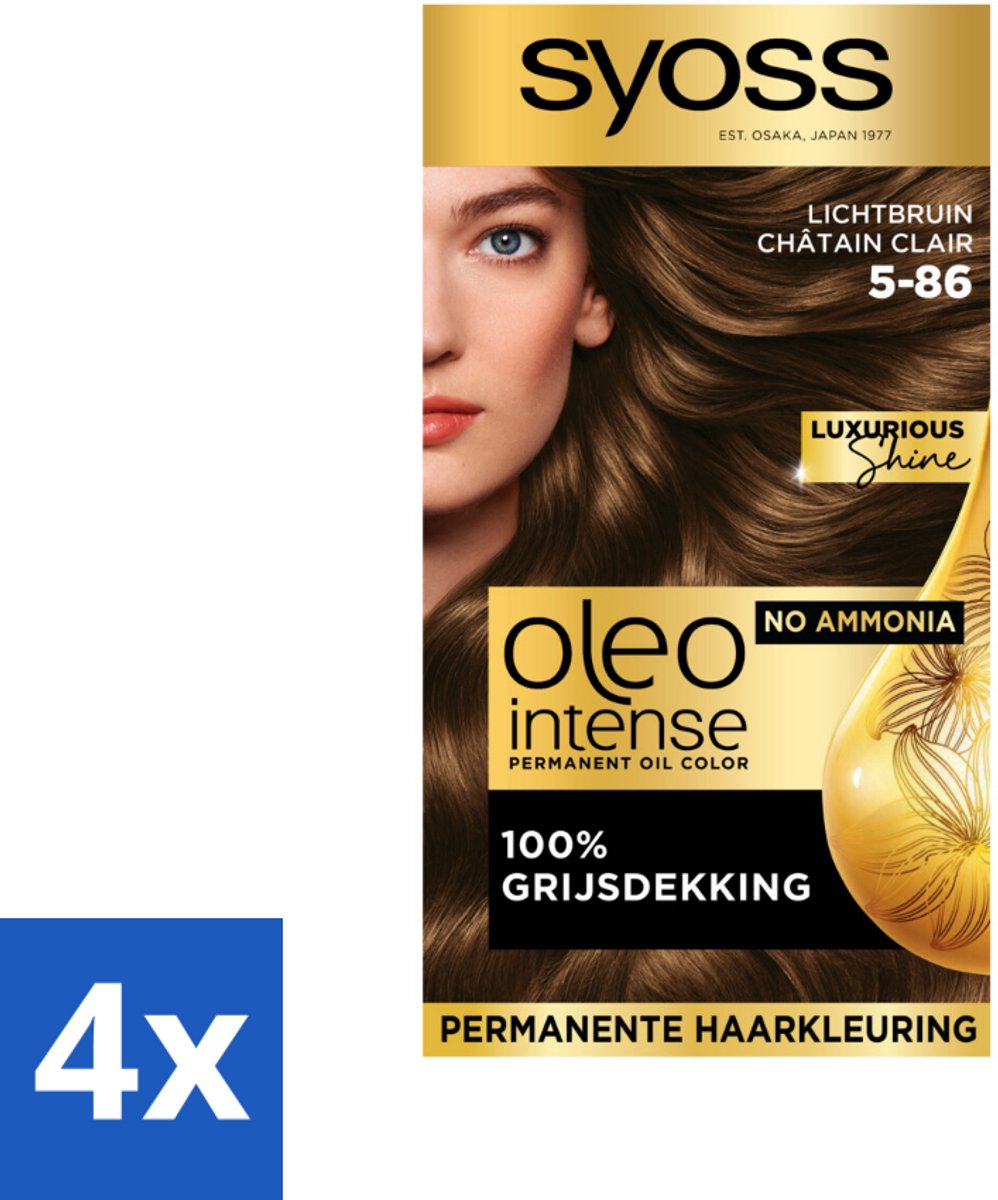 Syoss Oleo Intense - Haarverf - 5-86 - Licht Bruin - 115ml x 4