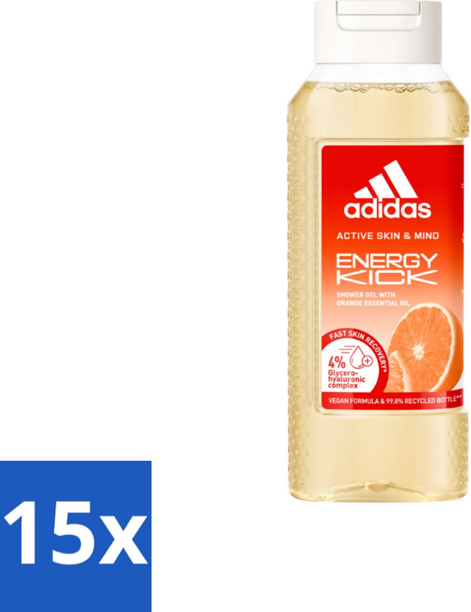Adidas – Douchegel – Active Skin & Mind Energy Kick – 250 ml - Bulkverpakking - 15 stuks