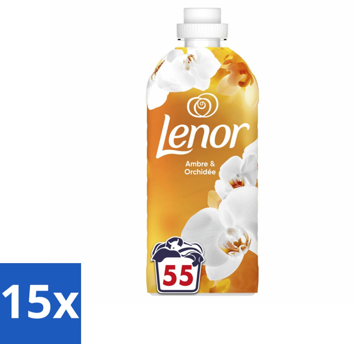 Lenor - Wasverzachter - Amber & Orchidee - Fris & Zacht - 55 Wasbeurten - Bulkverpakking - 15 stuks