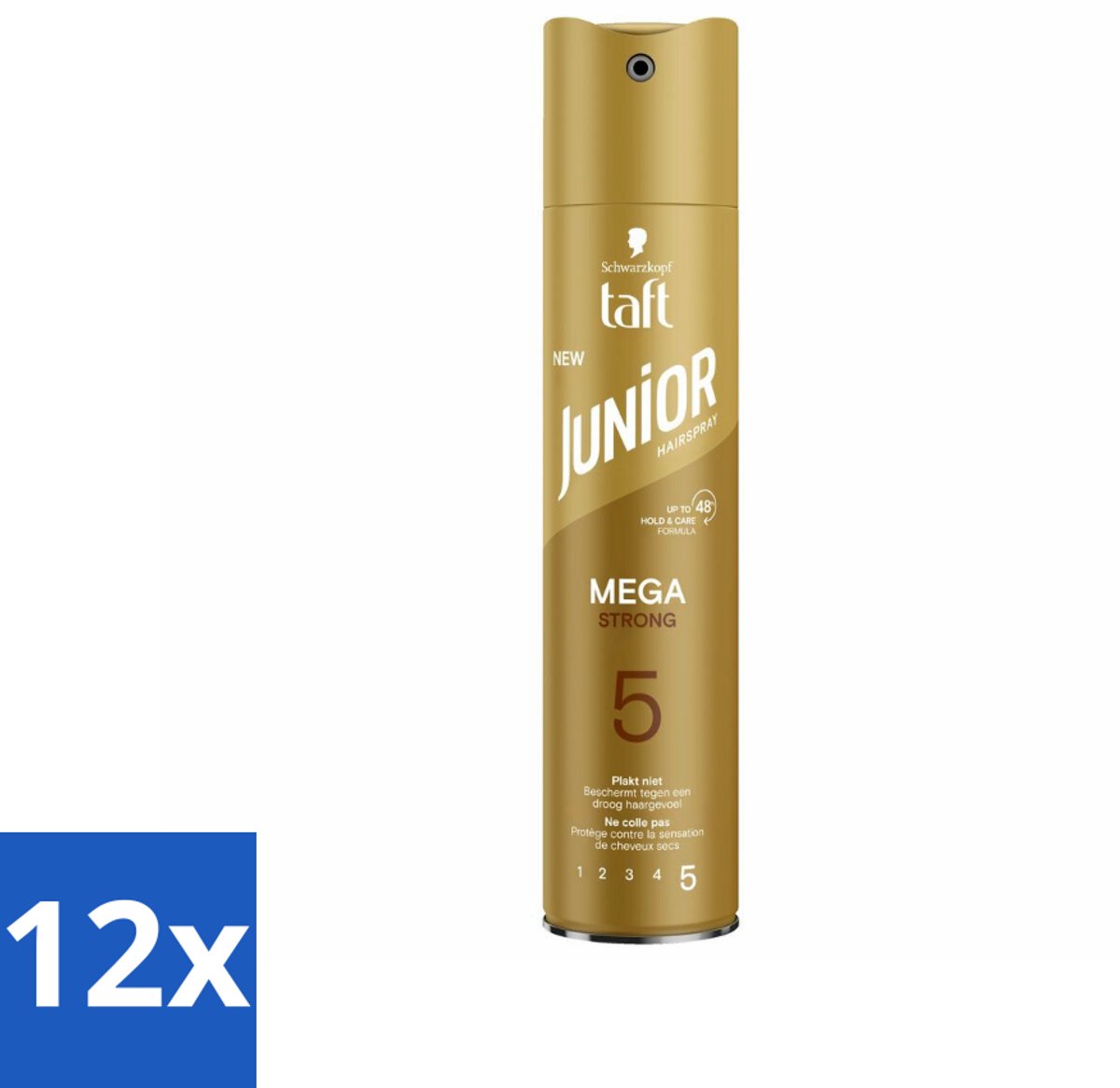 Taft - Mega Strong 5 - Junior Haarspray - Extra sterke hold voor kids - 250 ml - Voordeelverpakking - 12 stuks