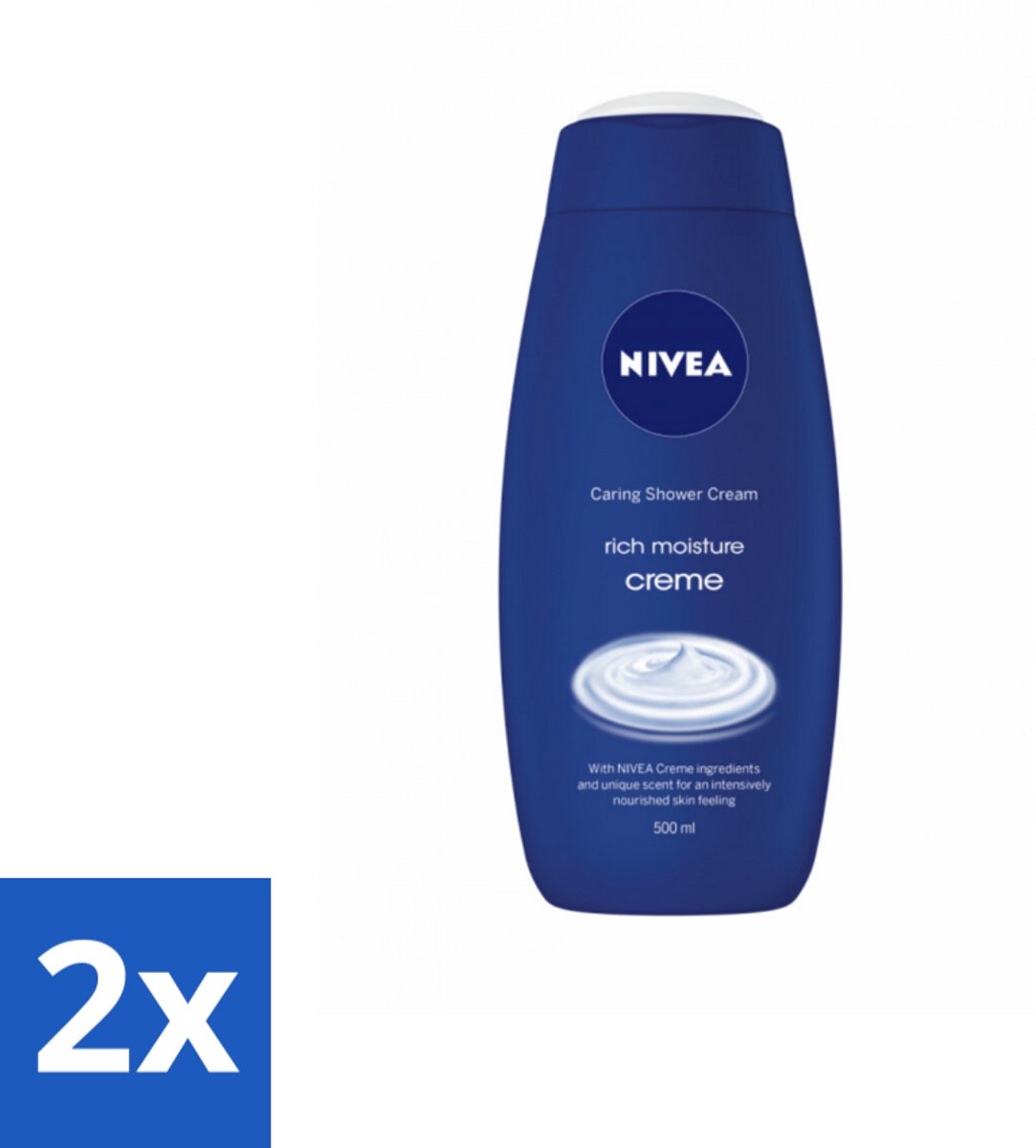 2 x NIVEA - Douchecrème - Rijke Hydratatie - Voedend Huidgevoel - 500 ml - Douchecrème - NIVEA - Hydratatie - Voeding - Droge Huid