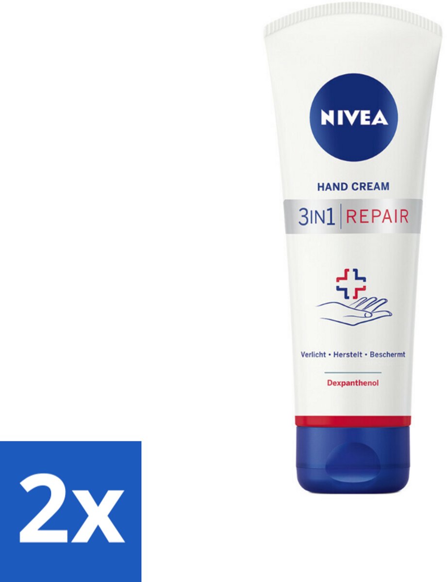 2 x NIVEA - Handcrème - 3-in-1 Herstel - Verlicht - Herstelt - Beschermt - 100 ml - Handcreme - Droge Handen - Beschadigde Handen - NIVEA - Dexpanthenol