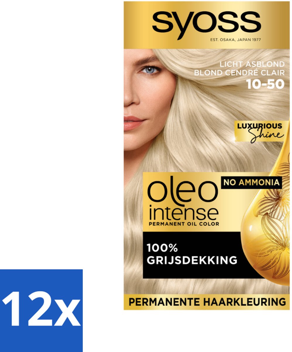 Syoss Oleo Intense - Haarverf - 10-50 - Licht Asblond - 115ml x 12