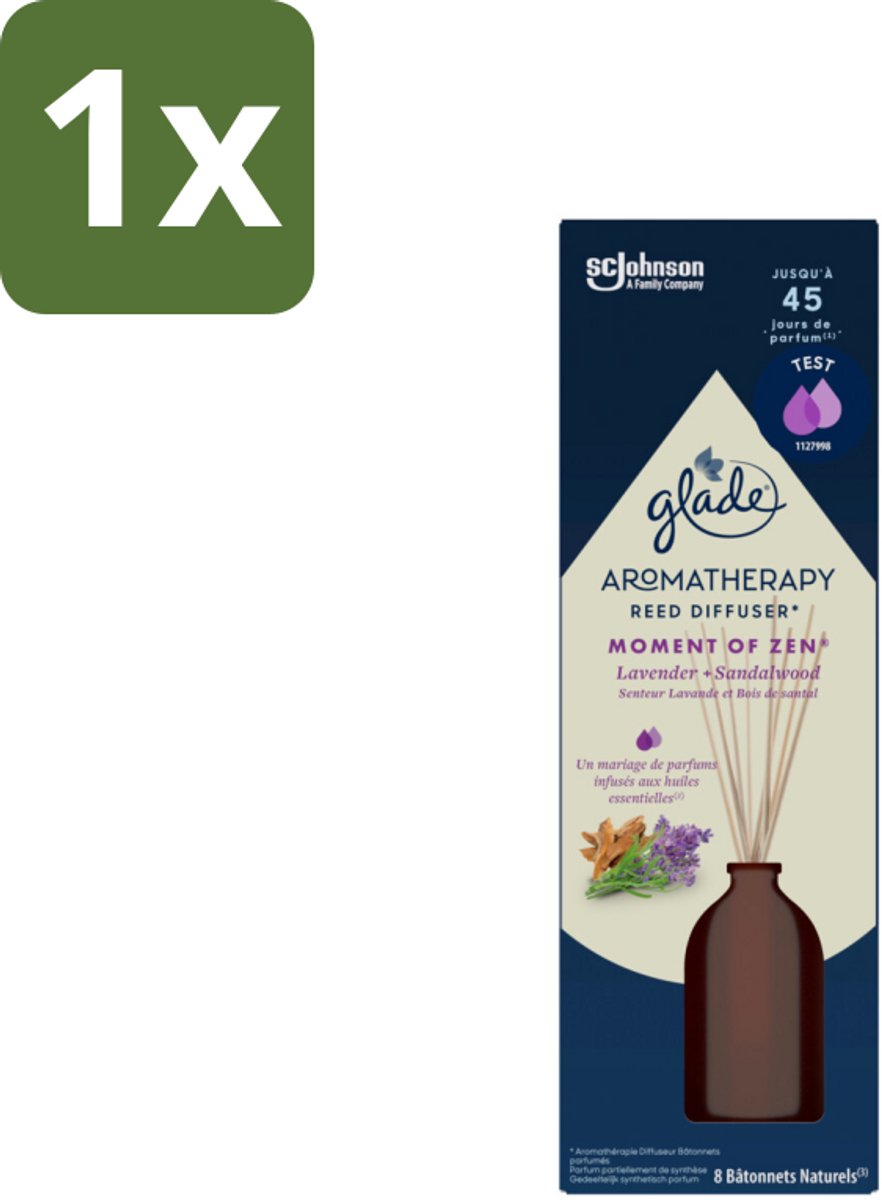 1 x Glade - Geurstokjes Moment van Zen - Aromatherapie Geurverspreiding - 80 ml - Aromatherapie - Geurstokjes - Lavendel - Sandelhout - Geurverspreiding