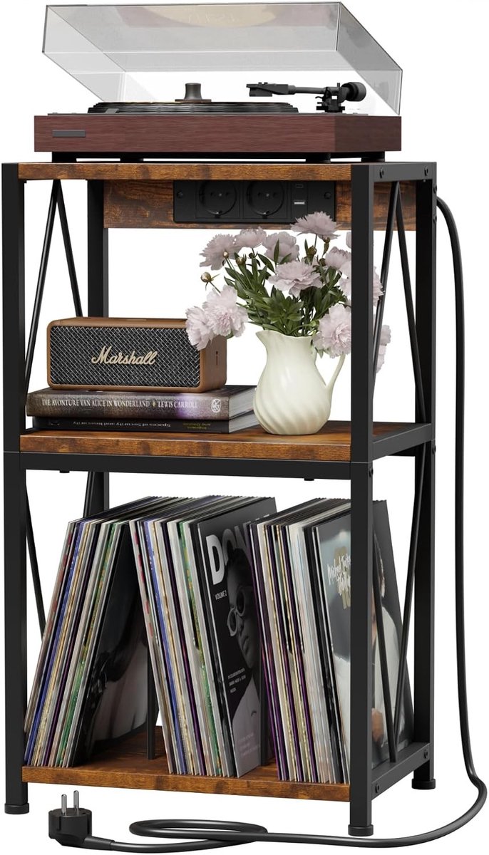 Platenspeler Meubel - Zwart - 50 x 40 cm - Ruimte voor Vinylplaten - Voor Muziekliefhebbers