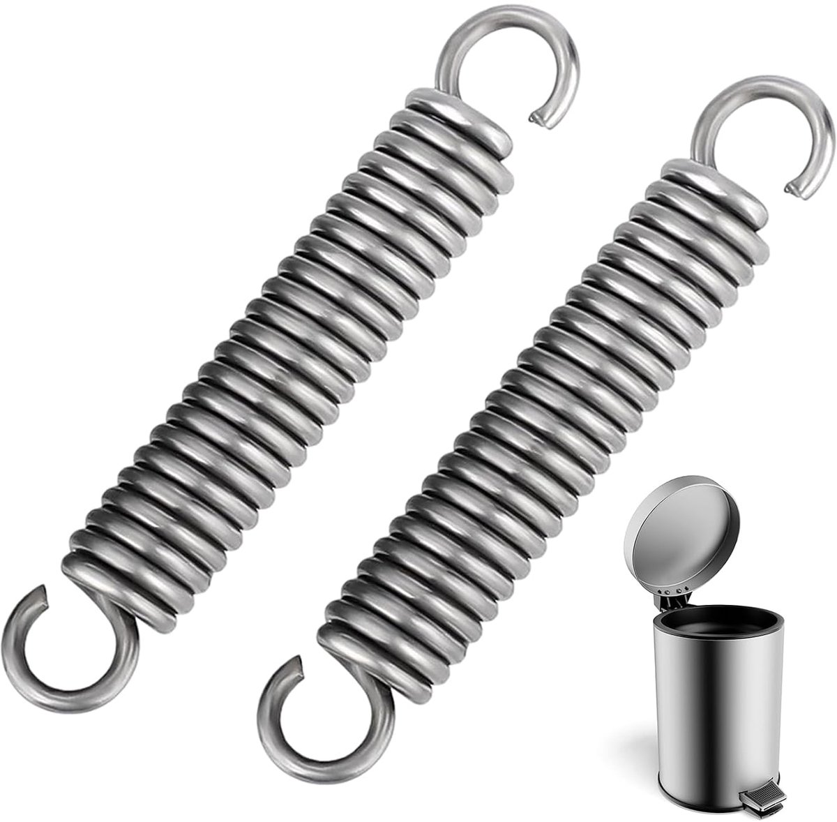 Pack of 2 stainless steel tension springs with hook 50 mm, wire 1.5 mm, outer diameter 10 mm, 1.5 x 10 x 50 mm - ShopVlot