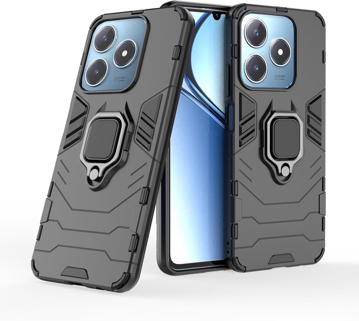 Tieeyivv Case Compatible with Realme C61/C63 PC Back Case, 360 Degree Rotation Finger Ring Stand Soft TPU Edge Holder - ShopVlot