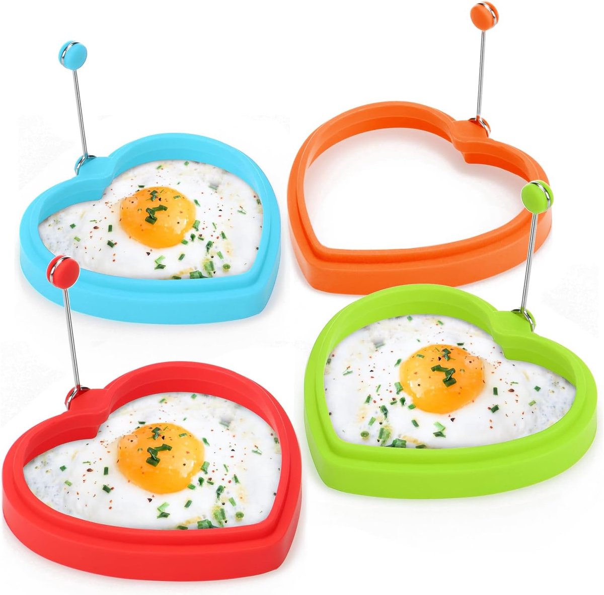 Omeletvorm hart 4x - Siliconen - Voor gebakken eieren en pannenkoeken - ShopVlot