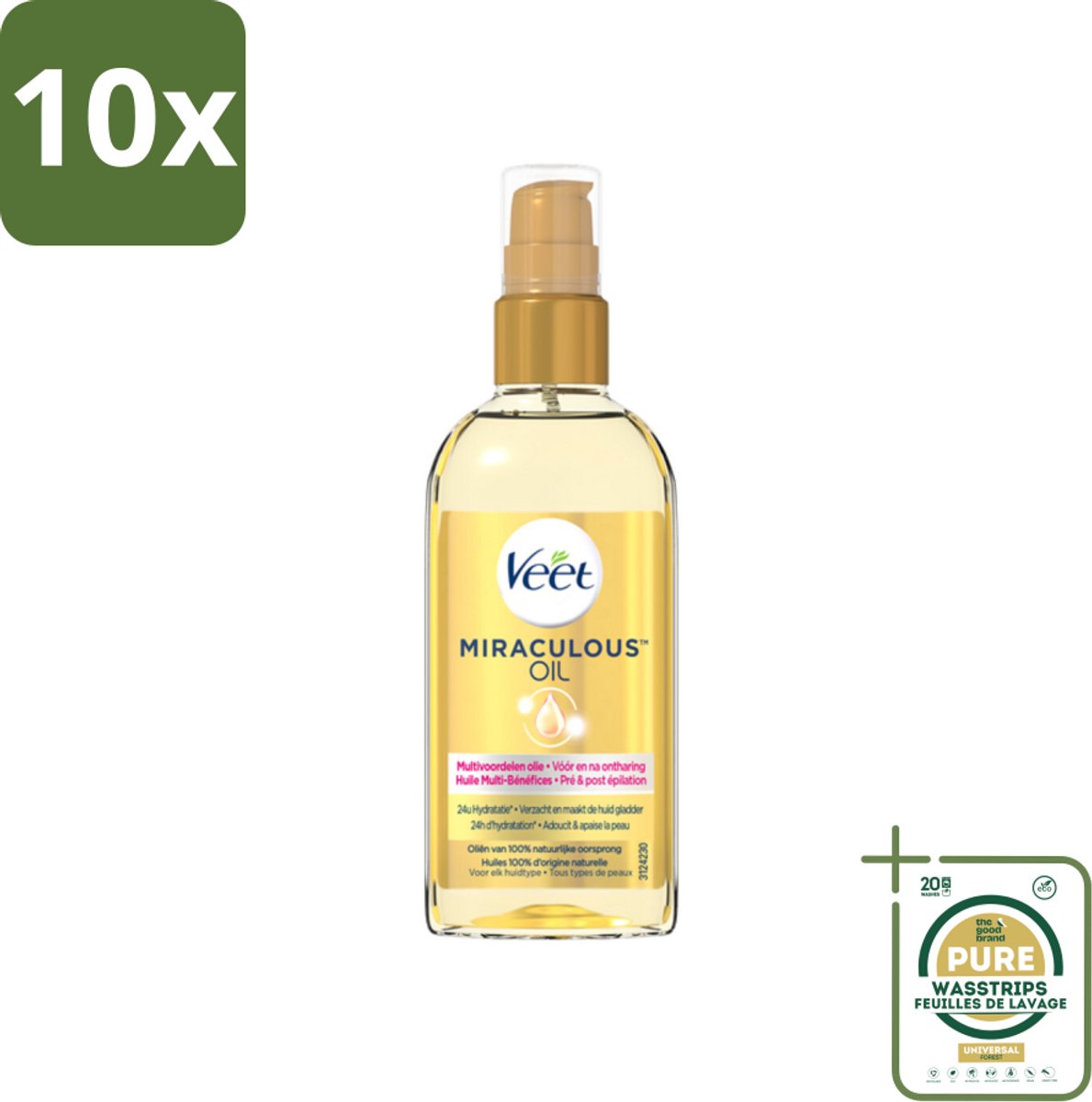 10 x Veet - Aftercare - Natuurlijke Voedende Olie - Voor & Na Ontharing - 100 ml - Grootverpakking - Voedende Olie Voor Ontharing - Ontharing Voor En Na - Huid Verzorging - Natuurlijke Voedende Olie - Scheerhulpmiddel