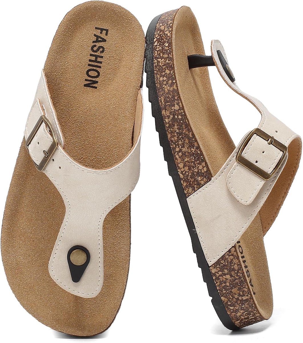 Men's and Women's Cork Sole, Summer Shoes, Comfortable, Adjustable, Non-Slip Foot Bed Support, Lightweight Sandals for - ShopVlot