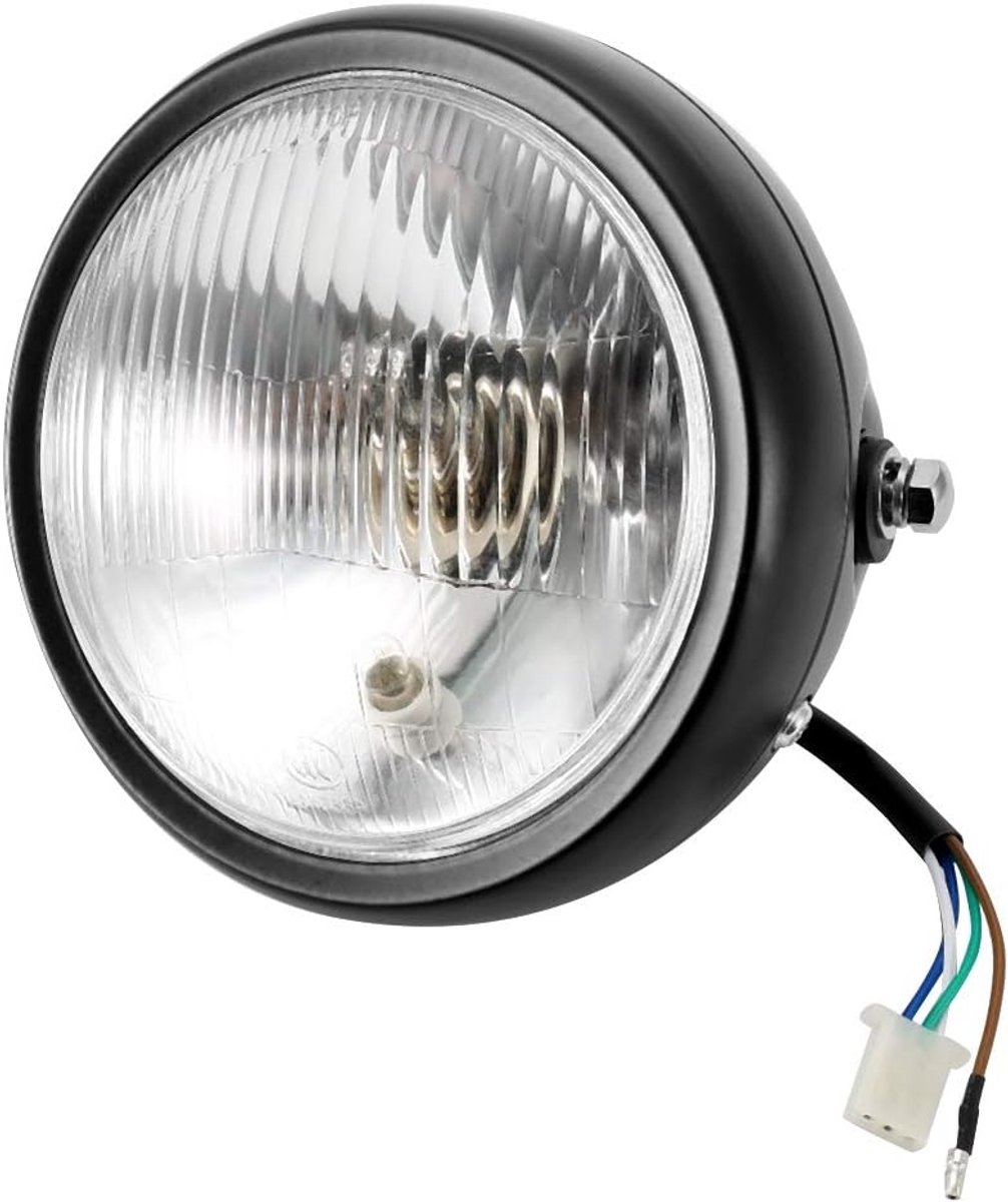 Motorfiets koplamp 5.75" - Retro rond ontwerp - Zwart omhulsel met witte lens - Verhoogde zichtbaarheid - ShopVlot