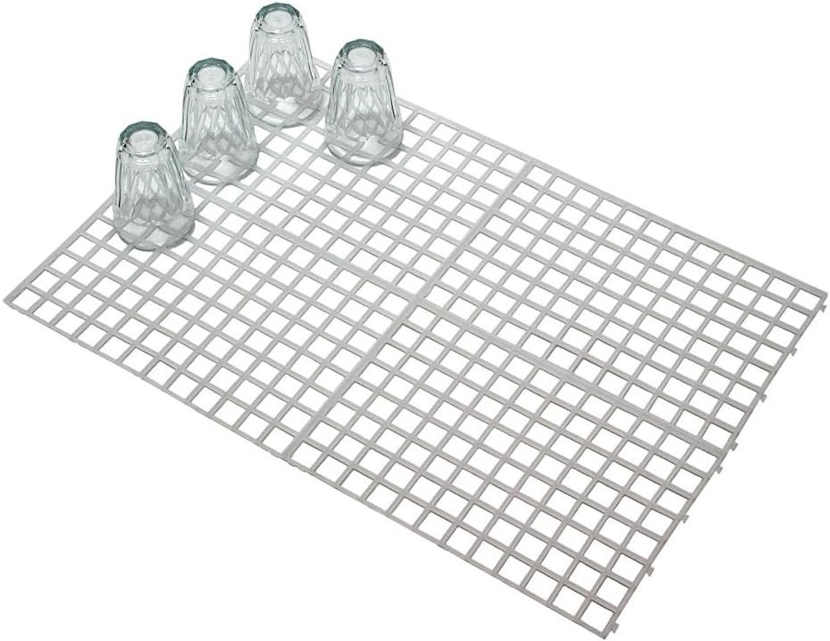 Glazen afvoer mat 30 x 20 cm - 4 stuks in zwart - Hard PVC - Voor optimale afvoer van vocht - ShopVlot