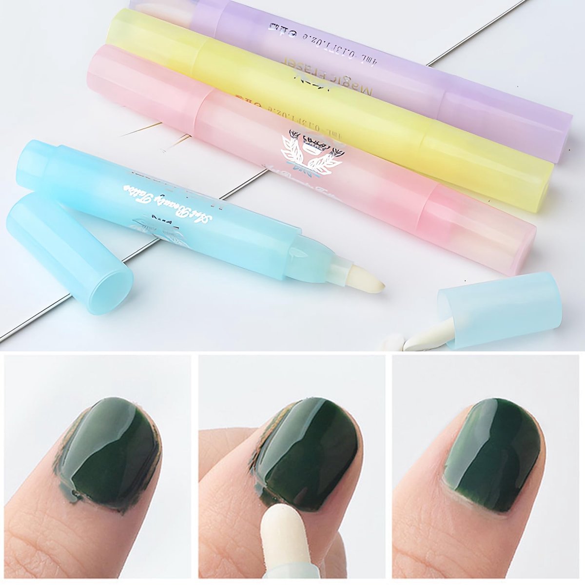 Nail Art Polish Corrector Pen - Hervulbare nagellak remover pen - 4 stuks met 12 vervangende tips - ShopVlot