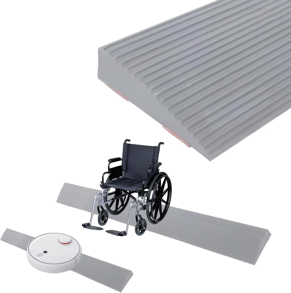 Drempelhelling 100 x 8 x 3 cm - TPE Drempelrand - Flexibel en zelfklevend - Ideaal voor rolstoelen en robotstofzuigers - ShopVlot