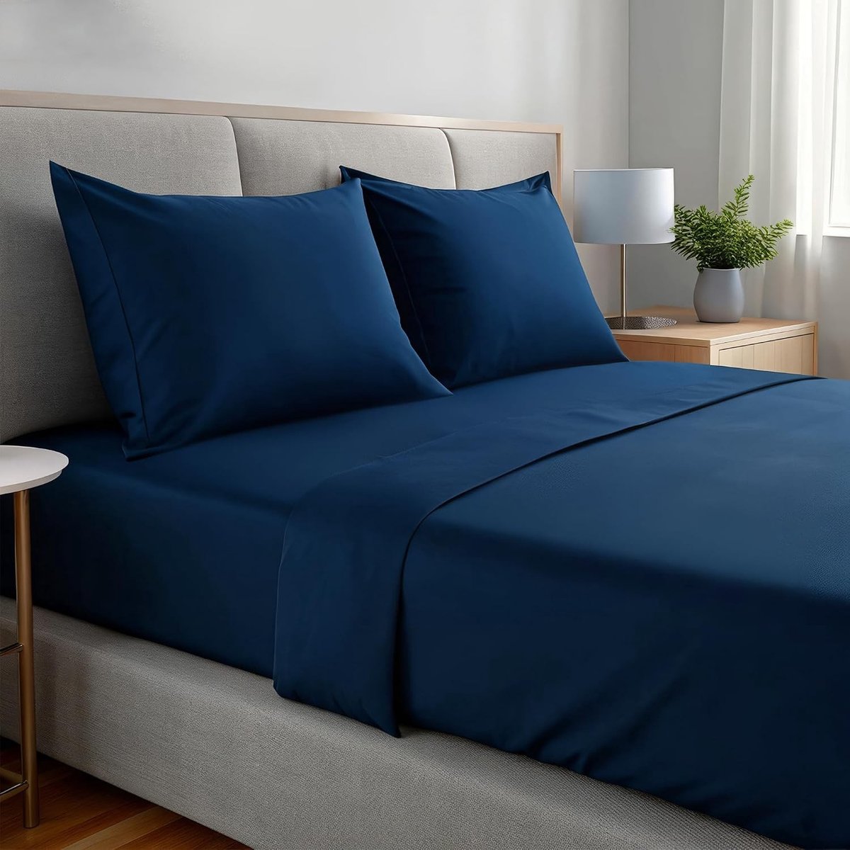 Laken Set - Marineblauw - Bed 135 - Microvezel - Voor Comfortabele Nachten