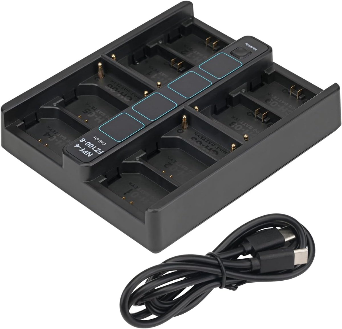 Peima C4B-8H Camera Battery, PD Fast Charger, 4-Way NP-F PD & 8-Way FZ100 Multi-Battery Charging Station, Fast USB-C - ShopVlot