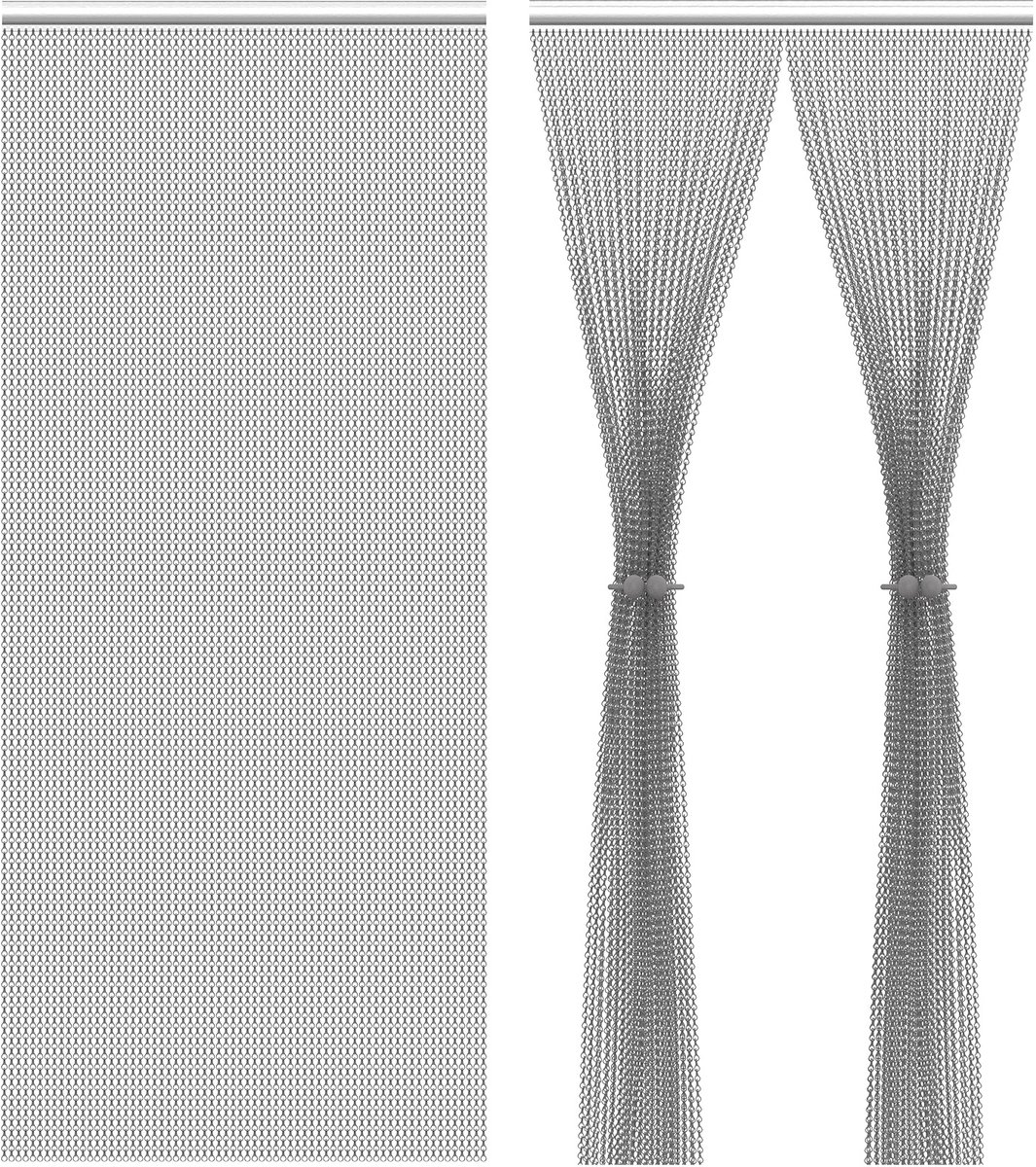 Arvioo - aluminium kettinggordijn - pistoolkleurig - 90x210cm - insectenwerend - aanpasbaar