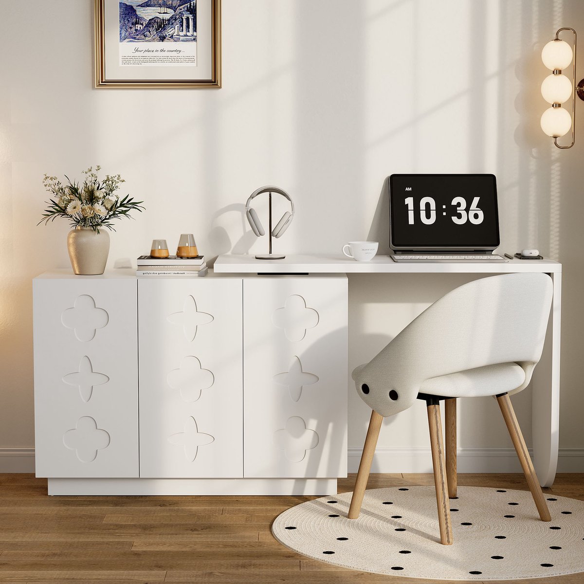 Hoekbureau - met in hoogte verstelbaar en hoekopstelling - wit - afmetingen 110 x 40 x 75 cm - voor een praktische werkplek