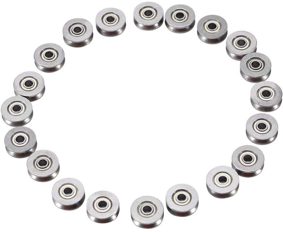 20pcs V623ZZ V Groove Idler Pulley Ball Bearing Carbon Steel Pulley Pulley 3x12x4mm - ShopVlot