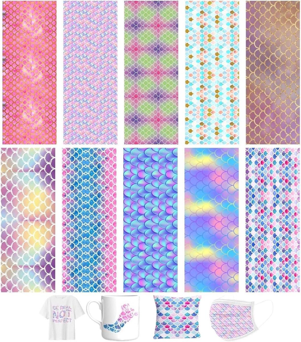 Infusible Ink Transfer Paper, Pack of 10, Pre-Dyed Sublimation Paper, 11.5 x 30.5 cm, Transfer Sheets for T-Shirts - ShopVlot