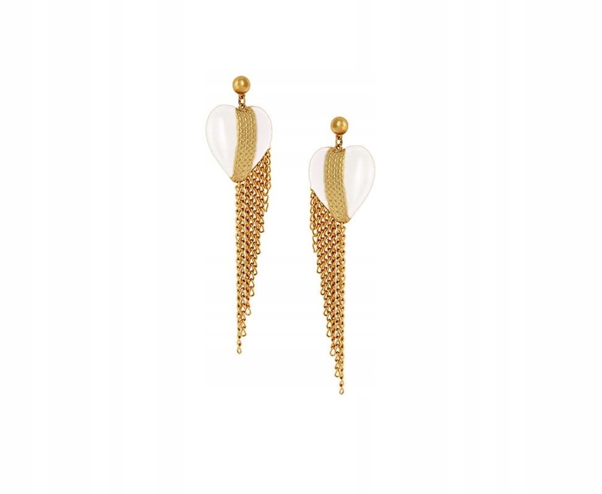 Gouden Oorbellen met Witte Hartjes en Kettingen