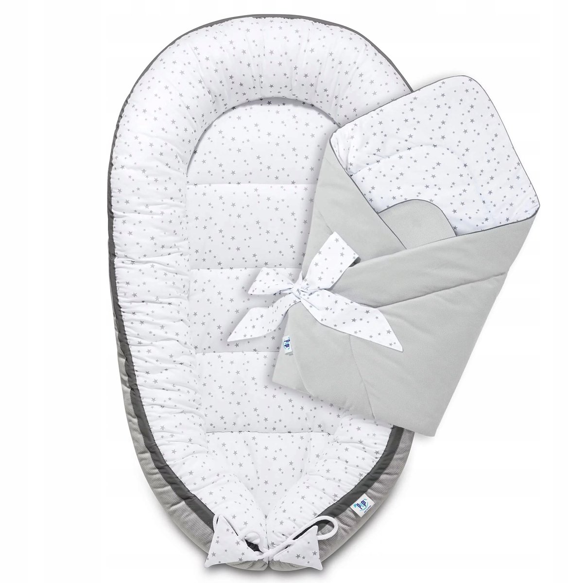 Merkloos Baby Nestje met Swaddle - Katoen/Velvet