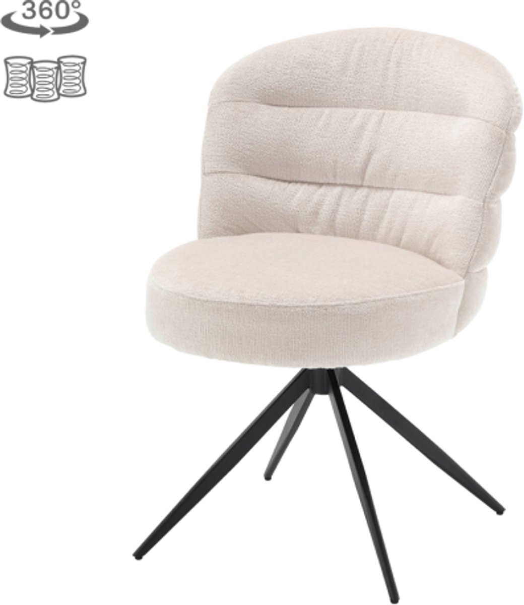 Tower Living Eetkamerstoel Carro draaibaar Chenille - Almond white - eetkamerstoelen set van 2 Wit