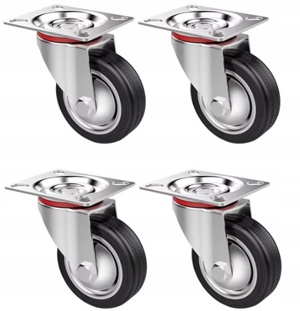 4x Zwenkwielen 75mm met Lagers - Merkloos