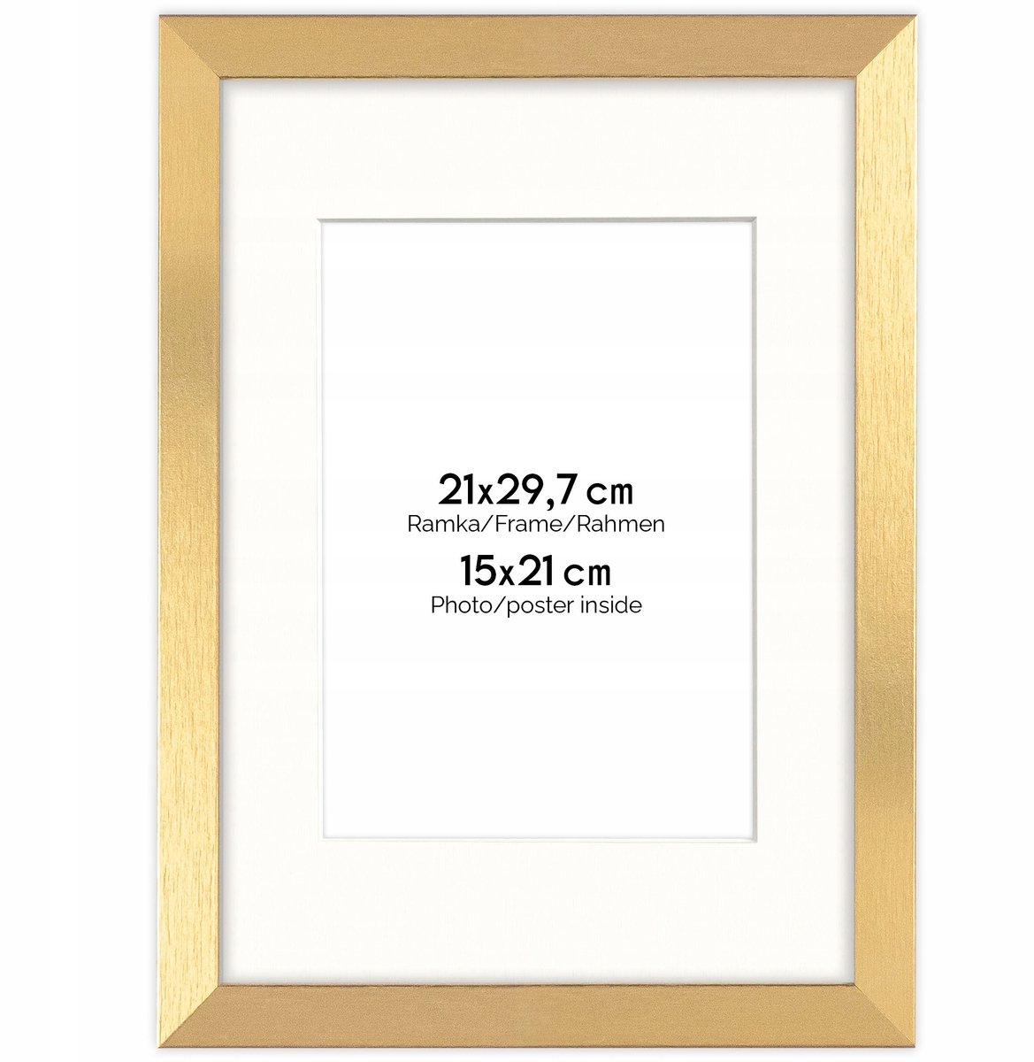 Gouden fotolijst HEN Z 21x29,7 cm met passe-partout (15x21 cm)