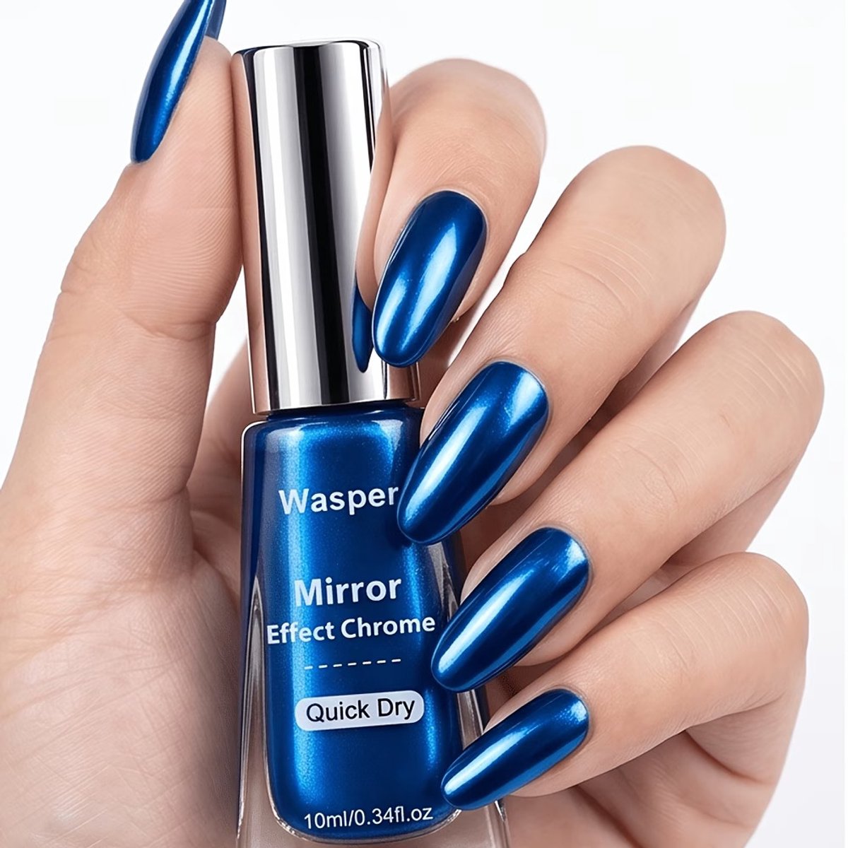 Lacquer Nail Polish Chrome Blue – Metallic Blauwe Nagellak 10 ml met Chrome Spiegelglans