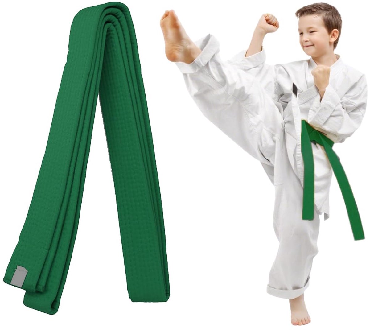 Groene Taekwondo-gordel 220 cm voor Judo, Karate en andere vechtsporten