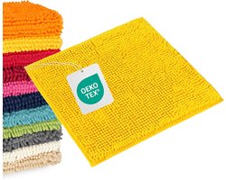 WohnDirect Badmat, geel, modulair, antislip, absorberend en zacht, zonder wc-uitsparing, 45 x 45 cm - ShopVlot
