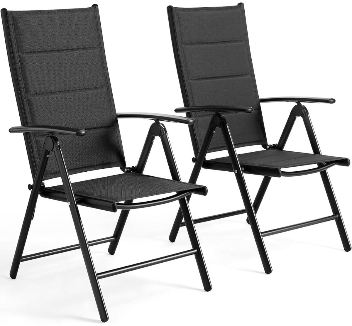 JCP® Tuinstoelen - Tuinstoelen Verstelbaar - Opvouwbare Tuinstoelen - Zwart - 110cm x 56cm x 65cm