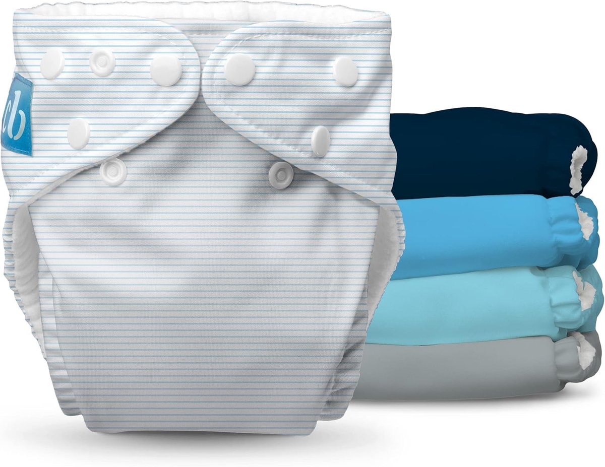Wasbare stoffen luiers verstelbare maat - pastelblauw - absorberende inzetstukken - duurzaam alternatief - ShopVlot